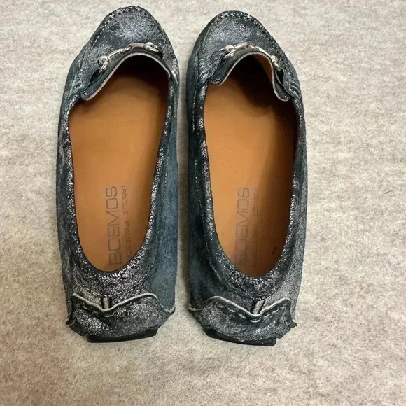 Boemos Italy Silver Metallic Suede Leather Loafer Flats Slip On Womens size 10 - Picture 11 of 15